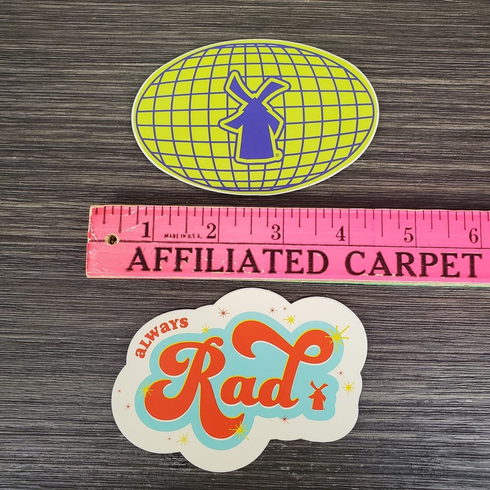 Dutch Bros Coffee Sticker Lot Of 2 - Always Rad, Neon Green Blue Windmill Logo